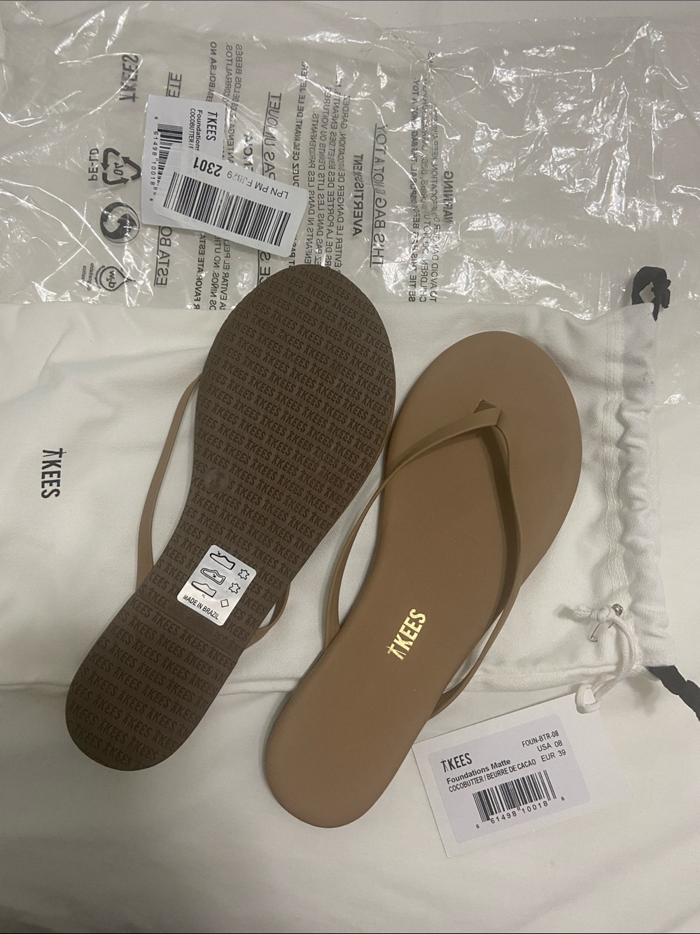TKEES Matte Brown Slim Strap Flip Flop Sandals